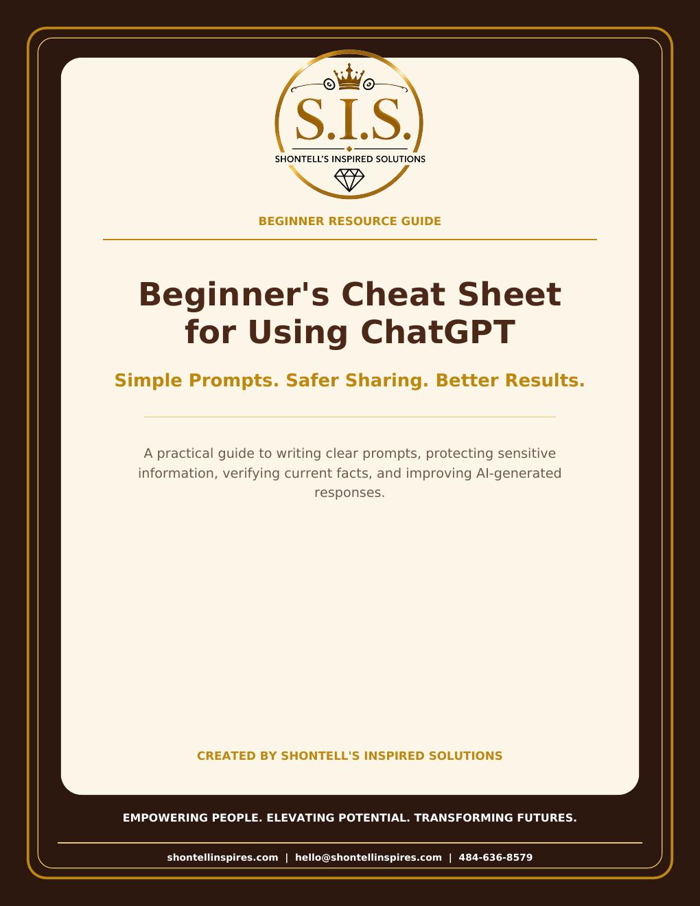 Cover of Beginner's Cheat Sheet for Using ChatGPT